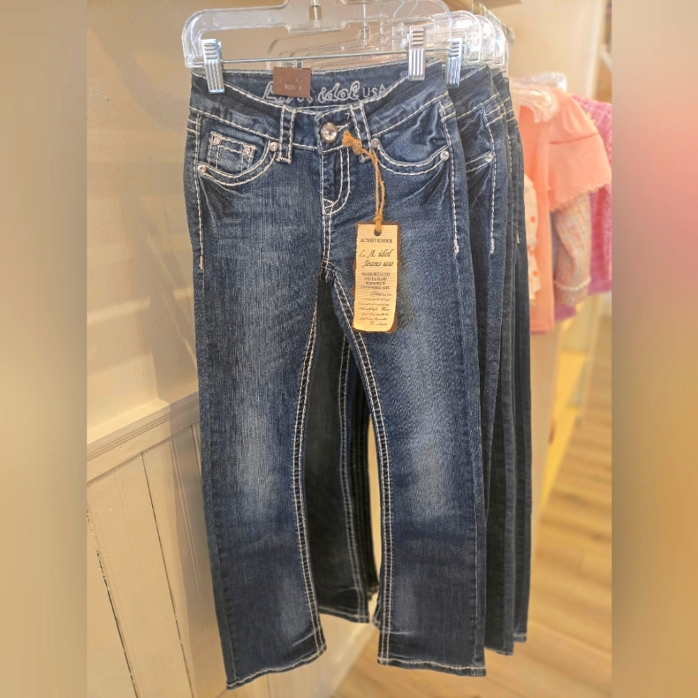 LA Idol Girl's Boot Cut Jeans with Bling
